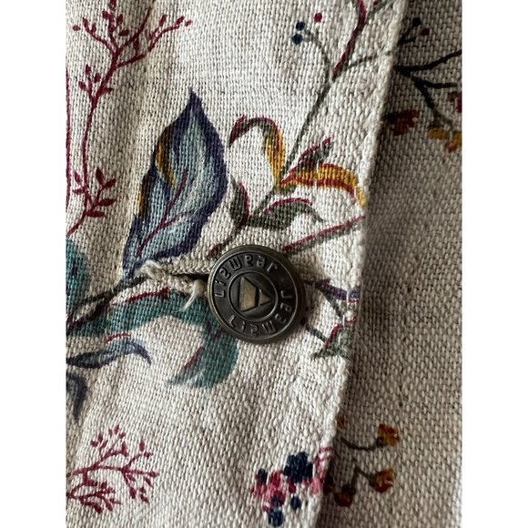 Vintage LizWear Sz L 90s Persian Floral Natural Linen Cotton Chore Jacket Coat - Picture 12 of 12